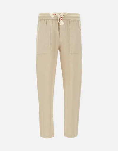 Mc2 Saint Barth Calais Beige Linen Trousers In Sand