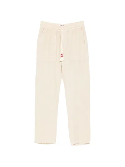 Mc2 Saint Barth Calais Beige Trousers In Soft Linen  In Gold