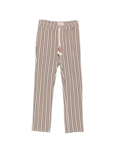 Mc2 Saint Barth Calais Chevron-stripe Drawstring Trousers In Neutral