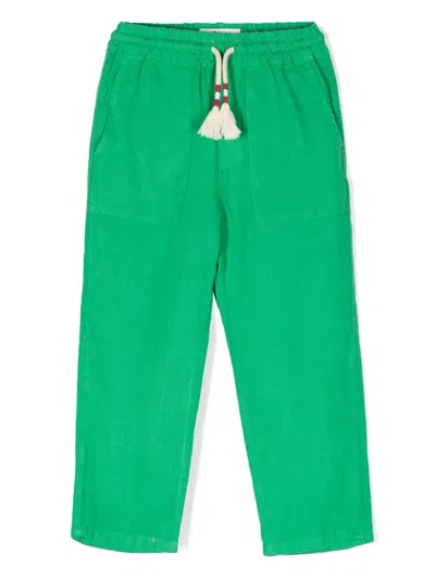 Mc2 Saint Barth Kids' Calais Linen Trousers In Green