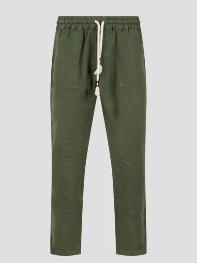 Mc2 Saint Barth Drawstring Linen Trousers In Green