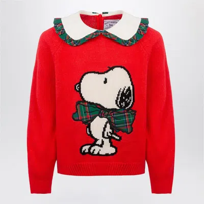 Mc2 Saint Barth Collar Sweater With Baloon Cuff In Red