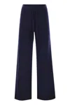 Mc2 Saint Barth Wide-leg Knit Pants With Elastic Waistband In Blue