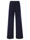 Mc2 Saint Barth Wide-leg Knit Pants With Elastic Waistband In Blue