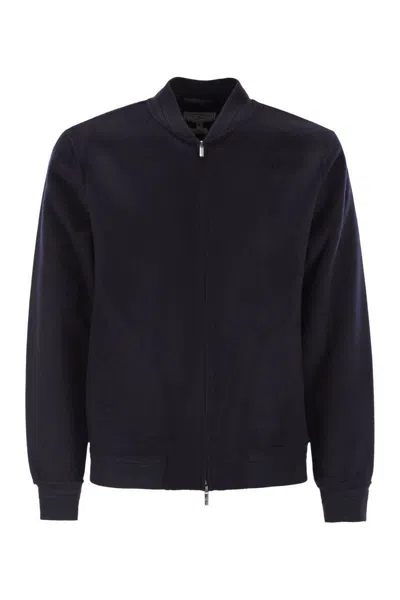 Mc2 Saint Barth Camden - Wool Blend Bomber Jacket In Blue
