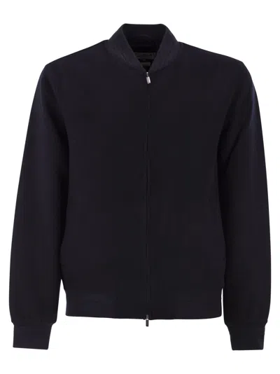 Mc2 Saint Barth Camden - Wool Blend Bomber Jacket In Blue