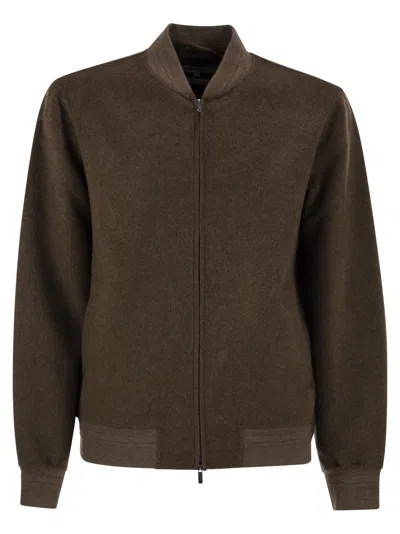 Mc2 Saint Barth Camden - Wool Blend Bomber Jacket In Brown
