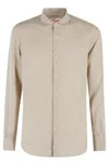 Mc2 Saint Barth Linen Long-sleeve Shirt With Classic Collar In Beige