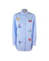 Mc2 Saint Barth Long-length Oversized Gingham Shirt With Embroidered Motifs