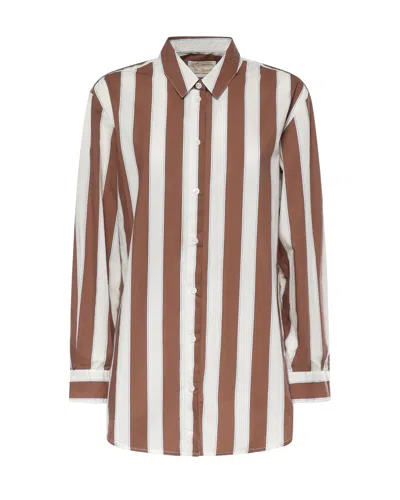 Mc2 Saint Barth Camicia Brigitte Brown Beach Stripes In Multi