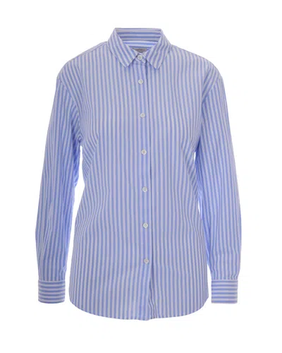 Mc2 Saint Barth Mini Brigitte Special Edition Cotton Poplin Shirt In Blue