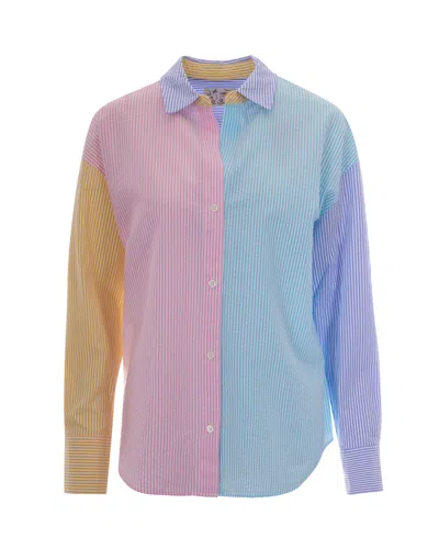Mc2 Saint Barth Camicia Cristal Coloroblock Stripes In Multi