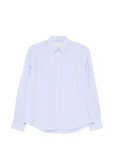 Mc2 Saint Barth Camicia In Cotone A Righe Bianche E Azzurre  In Blue