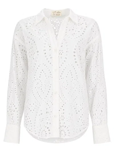 Mc2 Saint Barth Camicia In Sangallo In White