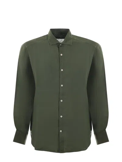 Mc2 Saint Barth Camicia  In Lino Disponibile Store Scafati In Verde Militare