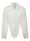 Mc2 Saint Barth Cropped White Shirt With Lace Design