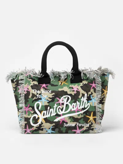 Mc2 Saint Barth Camouflage Starfish Cotton Canvas Vanity Tote Bag In Green