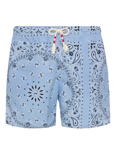 Mc2 Saint Barth Kids' Caprese Bandana-print Swim Shorts In Blue