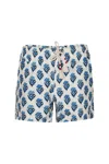 Mc2 Saint Barth Caprese Jaipur Flower Print Swim Shorts In Blue
