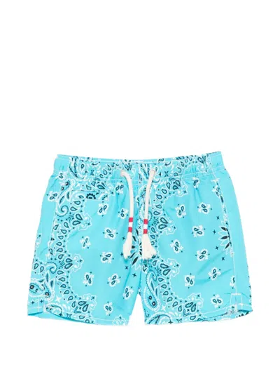 Mc2 Saint Barth Kids' Caprese Paisley-print Swim Shorts In Blue