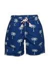 Mc2 Saint Barth Caprese Palm Print Swim Shorts In Black