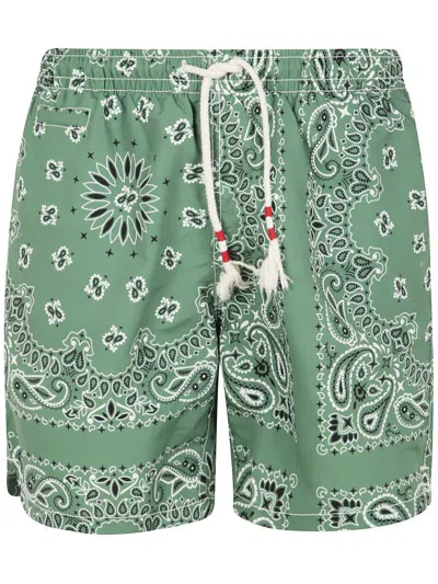 Mc2 Saint Barth Caprese Swim Short With Drawstring Rope Clothing In Green