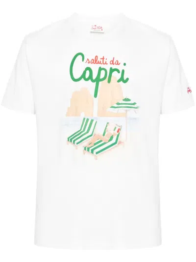 Mc2 Saint Barth Capri Holiday Cotton T-shirt In White
