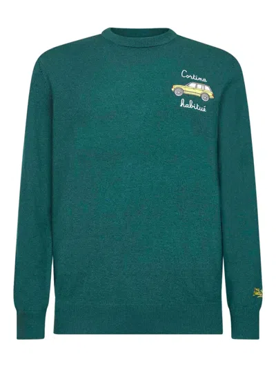 Mc2 Saint Barth Car-artwork-embroidered Sweater In Green