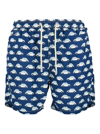 Mc2 Saint Barth Car-print Swim Shorts In Blue