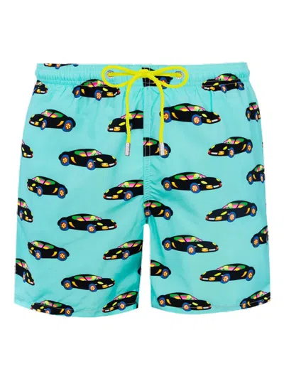 Mc2 Saint Barth Car-print Swim Shorts In Blue