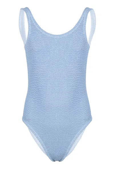 Mc2 Saint Barth Cara Blue Crinkle One-piece Swimsuit