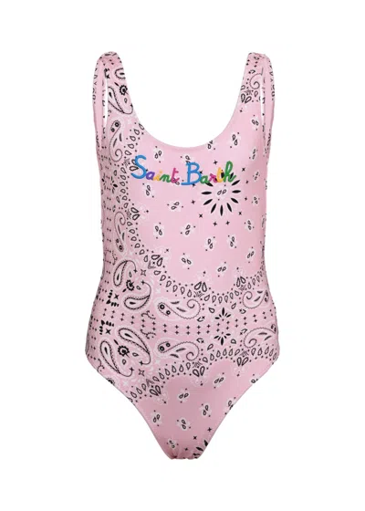 Mc2 Saint Barth Cara One-piece Swimsuit With Pink Bandanna Print