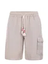Mc2 Saint Barth Bermuda Chinos With Side Pocket In Beige