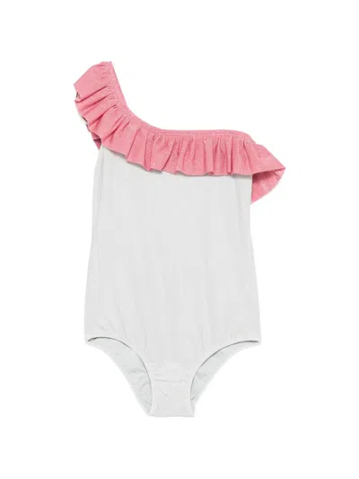 Mc2 Saint Barth Carin Ruffled One-shoulder Swimsuit In Pink