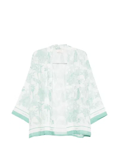 Mc2 Saint Barth Carly Jungle-print Kimono In White