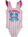 Mc2 Saint Barth Carol One Piece With Rouches By  K In Pink