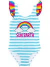 Mc2 Saint Barth Carol Striped Swimsuit In Blue