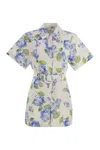 Mc2 Saint Barth Carola - Linen Playsuit With Print