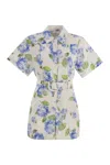Mc2 Saint Barth Carola - Linen Playsuit With Print In Multi