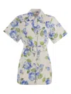 Mc2 Saint Barth Carola Floral-print Belted Playsuit In Multi