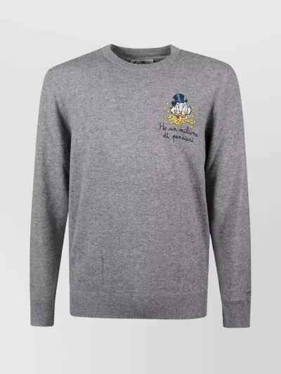 Mc2 Saint Barth Cartoon Graphic Sweatshirt With Ribbed Cuffs And Hem In Gray