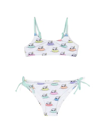 Mc2 Saint Barth Kids' Cartoon-print Bikini In 白色