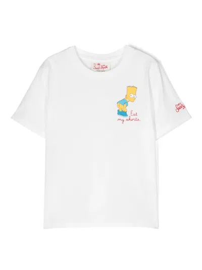 Mc2 Saint Barth Kids' Cartoon-print Cotton T-shirt In White
