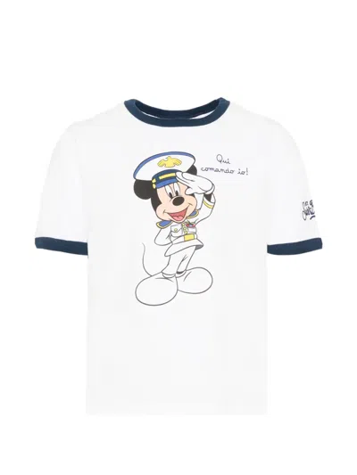 Mc2 Saint Barth Kids' Cartoon Trim T-shirt In White