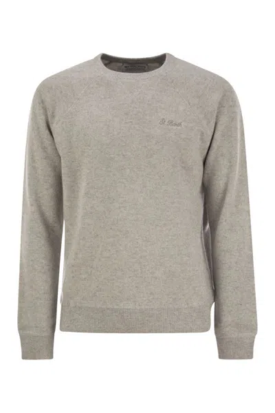 Mc2 Saint Barth Cashmere Blend Jumper With Plush Cut In Grey