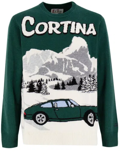 Mc2 Saint Barth Cashmere-blend Jumper With Winter Motif In Black