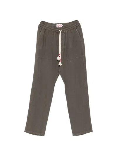 Mc2 Saint Barth Pantaloni Calais Casual In Lino Con Coulisse  In Green