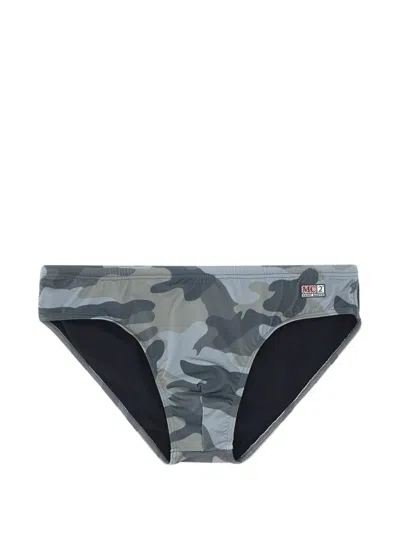 Mc2 Saint Barth Cayo Camouflage-print Swim Briefs In Gray