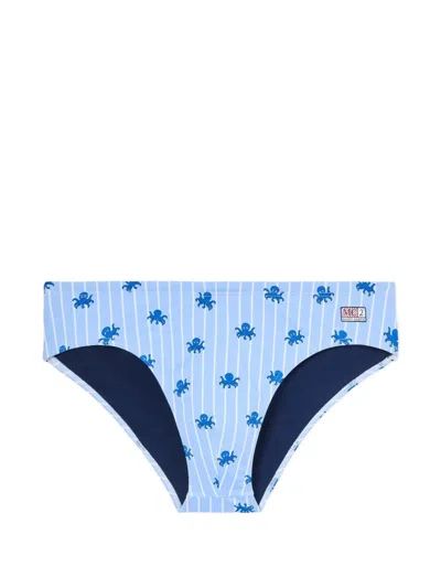 Mc2 Saint Barth Cayo Octopus-print Swimming Briefs In Blue