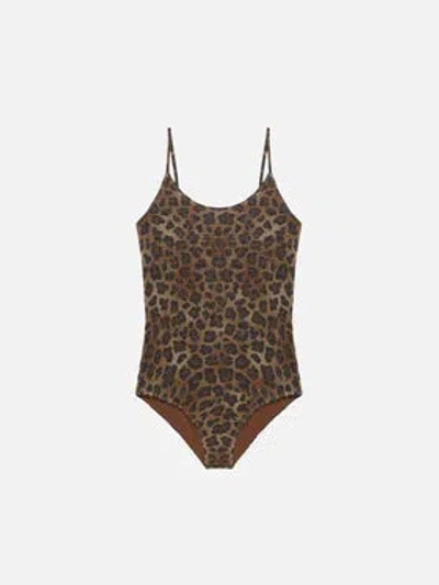 Mc2 Saint Barth Cecille Jr One-piece Lurex Swimsuit With Animalier Print In Multi